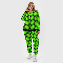 Женский 3D-костюм Зелёные лепестки шестиугольники, цвет: 3D-черный — фото 2