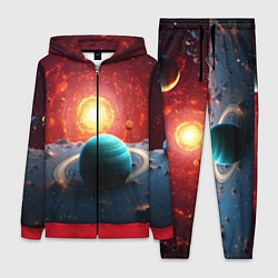 Женский 3D-костюм Космос и разные планеты, цвет: 3D-красный