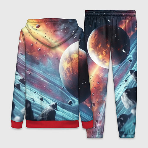 Женский костюм Объемный космос и планеты / 3D-Красный – фото 2