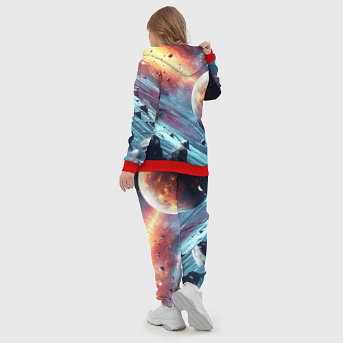 Женский костюм Объемный космос и планеты / 3D-Красный – фото 5