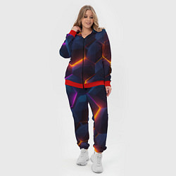 Женский 3D-костюм Неоновая яркая геометрическая абстракция со светом, цвет: 3D-красный — фото 2