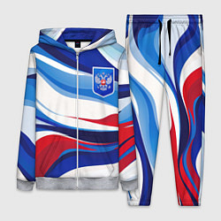 Женский 3D-костюм Герб России на абстрактном фоне в цветах России, цвет: 3D-меланж