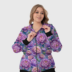Женский 3D-костюм Крупные пионы садовые дачные цветы паттерн, цвет: 3D-черный — фото 2