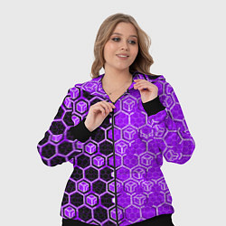 Женский 3D-костюм Техно-киберпанк шестиугольники фиолетовый и чёрный, цвет: 3D-черный — фото 2