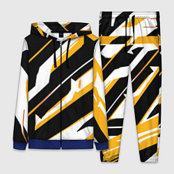 Женский 3D-костюм Жёлто-белые широкие линии на чёрном фоне, цвет: 3D-синий