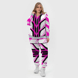 Женский 3D-костюм Чёрно-розовые полосы на белом фоне, цвет: 3D-меланж — фото 2