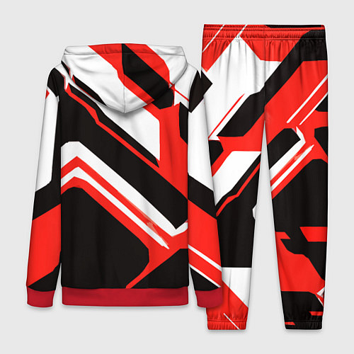 Женский костюм Бело-красные линии на чёрном фоне / 3D-Красный – фото 2