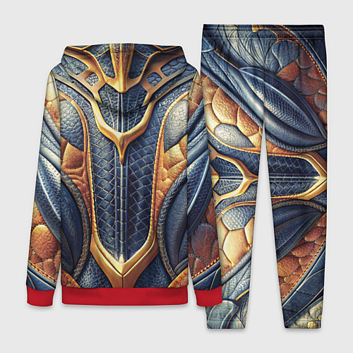 Женский костюм Темная кожаная броня с желтой оплеткой / 3D-Красный – фото 2