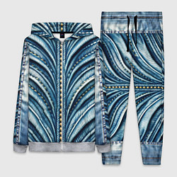 Женский 3D-костюм Вышивка линий на джинсах, цвет: 3D-меланж