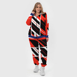 Женский 3D-костюм Black and red stripes on a white background, цвет: 3D-синий — фото 2
