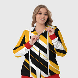 Женский 3D-костюм Black and yellow stripes on a white background, цвет: 3D-красный — фото 2