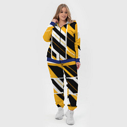 Женский 3D-костюм Black and yellow stripes on a white background, цвет: 3D-синий — фото 2