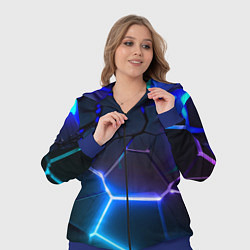 Женский 3D-костюм Микс из разломленных плит и неоновое свечения, цвет: 3D-синий — фото 2