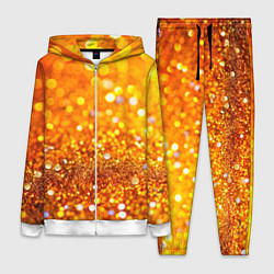 Женский 3D-костюм Оранжевые и желтые блестяшки боке, цвет: 3D-белый