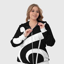 Женский 3D-костюм Скрипичный и басовый ключи - белые на чёрном, цвет: 3D-белый — фото 2