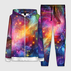 Женский 3D-костюм Геометрический неоновый космос - нейросеть, цвет: 3D-белый
