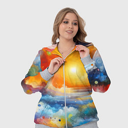 Женский 3D-костюм Закат солнца - разноцветные облака, цвет: 3D-меланж — фото 2