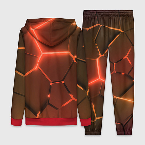 Женский костюм Оранжевые неоновые плиты в разломе / 3D-Красный – фото 2