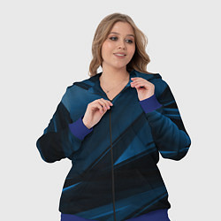 Женский 3D-костюм Geometry stripes blue neon, цвет: 3D-синий — фото 2