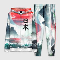 Женский 3D-костюм Япония - страна восходящего солнца - акварель, цвет: 3D-белый