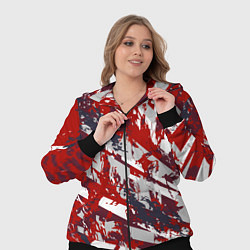 Женский 3D-костюм Геометрическая абстракция линии на красном, цвет: 3D-черный — фото 2