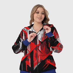 Женский 3D-костюм Red and white abstraction on a black background, цвет: 3D-синий — фото 2