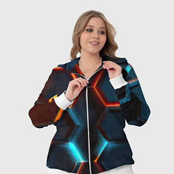 Женский 3D-костюм Неоновые темно синие соты, цвет: 3D-белый — фото 2