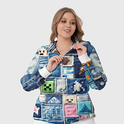 Женский 3D-костюм Minecraft на пэчворк джинсах, цвет: 3D-белый — фото 2