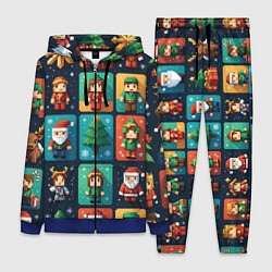 Женский 3D-костюм Minecraft с новогодний паттерн, цвет: 3D-синий