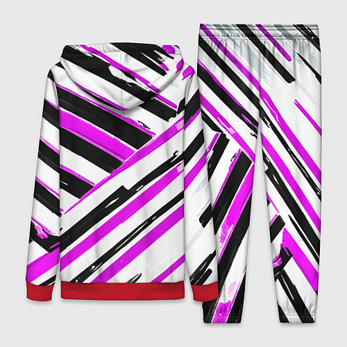 Женский костюм Розово-чёрные полосы на белом фоне / 3D-Красный – фото 2