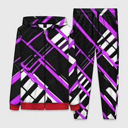 Женский 3D-костюм Фиолетово-белые линии на чёрном фоне, цвет: 3D-красный