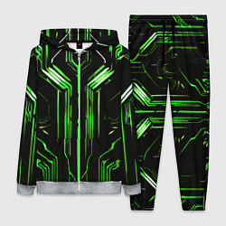 Женский 3D-костюм Green stripes on a black background, цвет: 3D-меланж