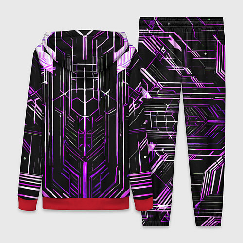 Женский костюм Purple lines on a black background / 3D-Красный – фото 2