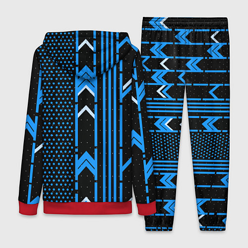 Женский костюм Синие обои на чёрном фоне / 3D-Красный – фото 2