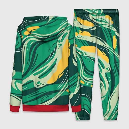 Женский костюм Абстрактные полосы в зелёных тонах / 3D-Красный – фото 2