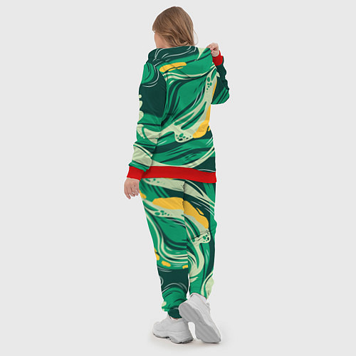 Женский костюм Абстрактные полосы в зелёных тонах / 3D-Красный – фото 5