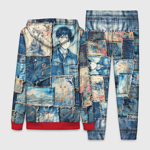 Женский костюм Аниме влюбленные на пэчворк / 3D-Красный – фото 2