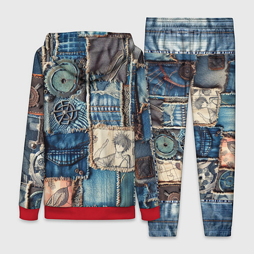 Женский костюм Аниме пэчворк деним / 3D-Красный – фото 2