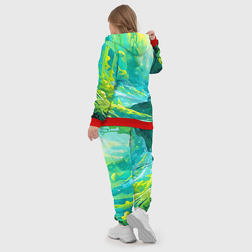 Женский костюм Зелёная кислотная абстракция / 3D-Красный – фото 5