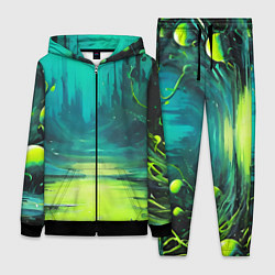 Женский 3D-костюм Зелёная кислотная абстракция, цвет: 3D-черный