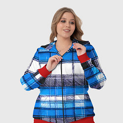 Женский 3D-костюм Чёрные полосы на сине-белом фоне, цвет: 3D-красный — фото 2