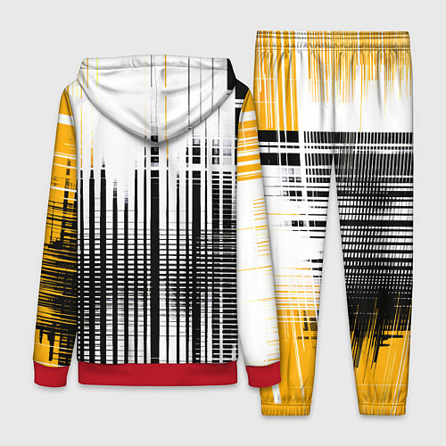 Женский костюм Жёлто-чёрный гранж на белом фоне / 3D-Красный – фото 2