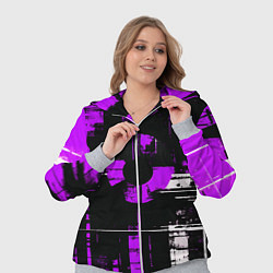 Женский 3D-костюм Фиолетово-белый гранж на чёрном фоне, цвет: 3D-меланж — фото 2