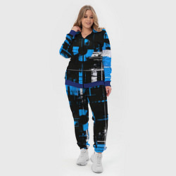 Женский 3D-костюм Сине-белый гранж на чёрном фоне, цвет: 3D-синий — фото 2