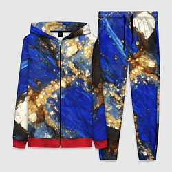 Женский 3D-костюм Золотой минерал в синем камне, цвет: 3D-красный
