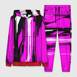 Женский 3D-костюм Вертикальные чёрно-белые линии на розовом фоне, цвет: 3D-красный
