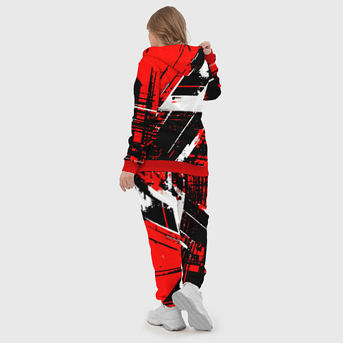 Женский костюм Diagonal black and white stripes on a red backgrou / 3D-Красный – фото 5