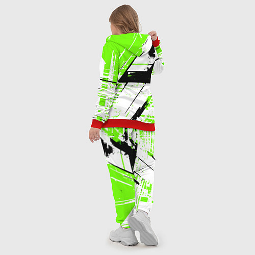 Женский костюм Diagonal black and green stripes on a white backgr / 3D-Красный – фото 5