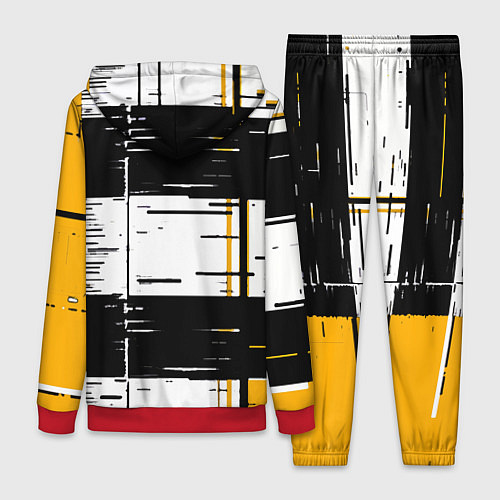 Женский костюм Жёлтые и чёрные полосы на белом фоне / 3D-Красный – фото 2