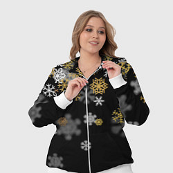 Женский 3D-костюм Снежинки объемные золотистые, цвет: 3D-белый — фото 2